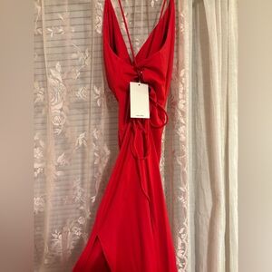 HALARA Vibrant Red Backless Dress